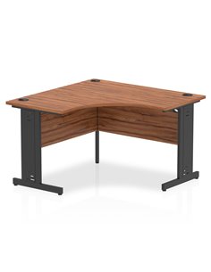 Dynamic Impulse 1200mm Corner Office Desk Walnut Top Black Cable Managed Leg I004556