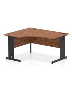 Dynamic Impulse 1400mm Left Crescent Office Desk Walnut Top Black Cable Managed Leg I004557