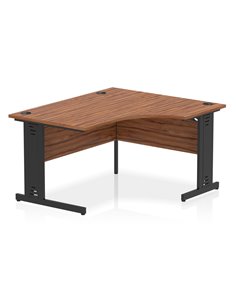 Dynamic Impulse 1400mm Right Crescent Office Desk Walnut Top Black Cable Managed Leg I004558