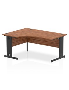 Dynamic Impulse 1600mm Left Crescent Office Desk Walnut Top Black Cable Managed Leg I004559