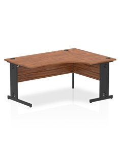 Dynamic Impulse 1600mm Right Crescent Office Desk Walnut Top Black Cable Managed Leg I004560