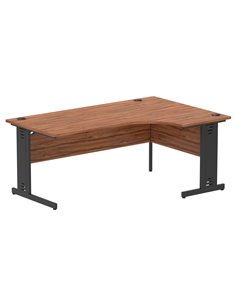 Dynamic Impulse 1800mm Right Crescent Office Desk Walnut Top Black Cable Managed Leg I004562