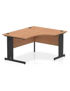 Dynamic Impulse 1400mm Right Crescent Office Desk Oak Top Black Cable Managed Leg I004565