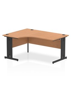Dynamic Impulse 1600mm Left Crescent Office Desk Oak Top Black Cable Managed Leg I004566