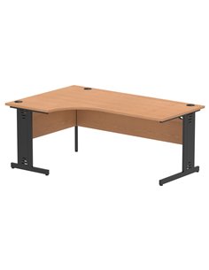 Dynamic Impulse 1800mm Left Crescent Office Desk Oak Top Black Cable Managed Leg I004568