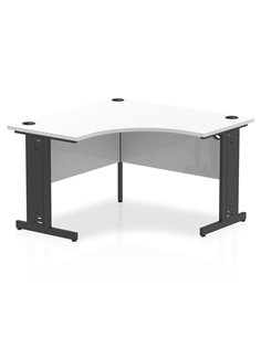 Dynamic Impulse 1200mm Corner Office Desk White Top Black Cable Managed Leg I004570