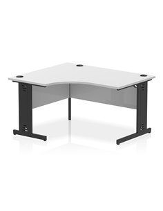 Dynamic Impulse 1400mm Left Crescent Office Desk White Top Black Cable Managed Leg I004571