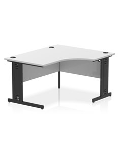 Dynamic Impulse 1400mm Right Crescent Office Desk White Top Black Cable Managed Leg I004572