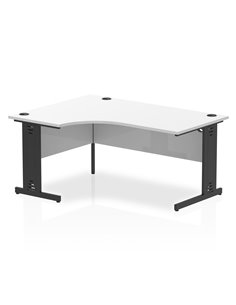 Dynamic Impulse 1600mm Left Crescent Office Desk White Top Black Cable Managed Leg I004573