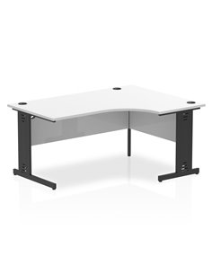 Dynamic Impulse 1600mm Right Crescent Office Desk White Top Black Cable Managed Leg I004574