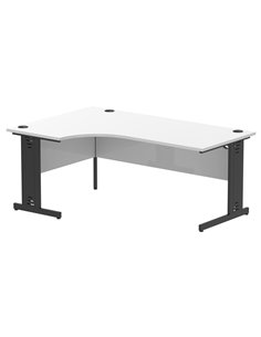 Dynamic Impulse 1800mm Left Crescent Office Desk White Top Black Cable Managed Leg I004575
