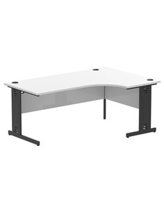 Dynamic Impulse 1800mm Right Crescent Office Desk White Top Black Cable Managed Leg I004576