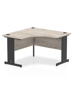 Dynamic Impulse 1200mm Corner Office Desk Grey Oak Top Black Cable Managed Leg I004577