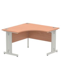 Dynamic Impulse 1200mm Corner Office Desk Beech Top Silver Cable Managed Leg MI001873