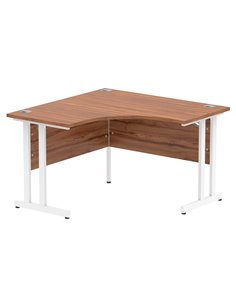 Dynamic Impulse 1200mm Corner Office Desk Walnut Top White Cantilever Leg MI002126