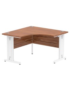 Dynamic Impulse 1200mm Corner Office Desk Walnut Top White Cable Managed Leg MI002129