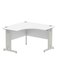 Dynamic Impulse 1200mm Corner Office Desk White Top Silver Cable Managed Leg MI002390