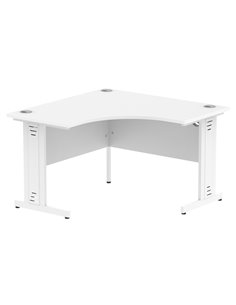 Dynamic Impulse 1200mm Corner Office Desk White Top White Cable Managed Leg MI002391