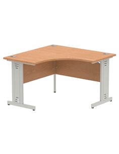 Dynamic Impulse 1200mm Corner Office Desk Oak Top Silver Cable Managed Leg MI002842