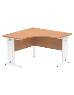 Dynamic Impulse 1200mm Corner Office Desk Oak Top White Cable Managed Leg MI002843