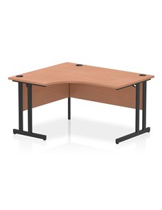 Dynamic Impulse 1400mm Left Crescent Desk Beech Top Black Cantilever Leg MI003197
