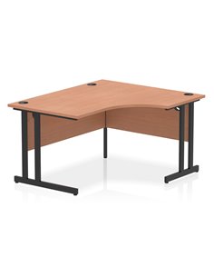 Dynamic Impulse 1400mm Right Crescent Desk Beech Top Black Cantilever Leg MI003201