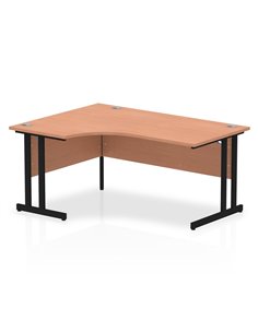 Dynamic Impulse 1600mm Left Crescent Desk Beech Top Black Cantilever Leg MI003203