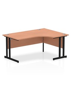 Dynamic Impulse 1600mm Right Crescent Desk Beech Top Black Cantilever Leg MI003210