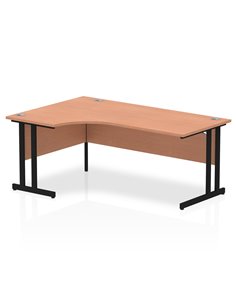 Dynamic Impulse 1800mm Left Crescent Desk Beech Top Black Cantilever Leg MI003212