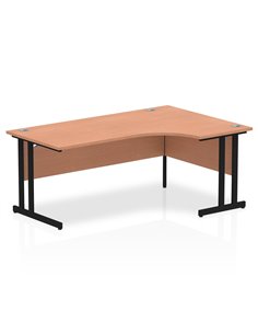 Dynamic Impulse 1800mm Right Crescent Desk Beech Top Black Cantilever Leg MI003219