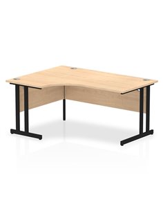 Dynamic Impulse 1600mm Left Crescent Desk Maple Top Black Cantilever Leg MI003233