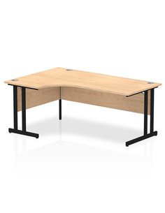 Dynamic Impulse 1800mm Left Crescent Desk Maple Top Black Cantilever Leg MI003242