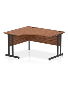 Dynamic Impulse 1400mm Left Crescent Desk Walnut Top Black Cantilever Leg MI003257