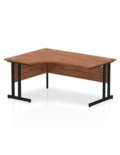 Dynamic Impulse 1600mm Left Crescent Desk Walnut Top Black Cantilever Leg MI003263