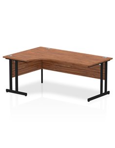 Dynamic Impulse 1800mm Left Crescent Desk Walnut Top Black Cantilever Leg MI003272