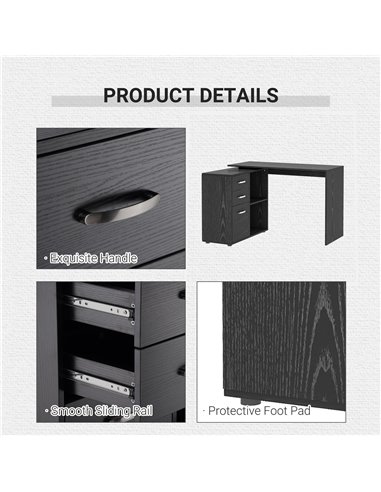 HOMCOM Computer Desk Table Workstation Home Office L Shape Drawer Shelf File Cabinet Black