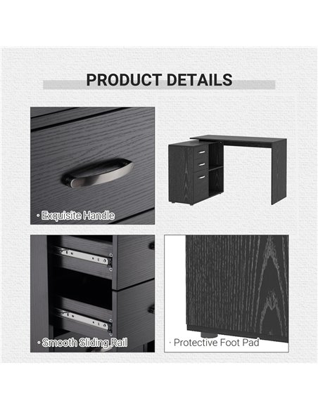 HOMCOM Computer Desk Table Workstation Home Office L Shape Drawer Shelf File Cabinet Black - pic 7517 | FastDaddyshop