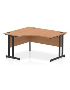 Dynamic Impulse 1400mm Left Crescent Desk Oak Top Black Cantilever Leg MI003287