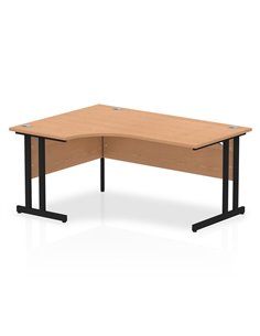 Dynamic Impulse 1600mm Left Crescent Desk Oak Top Black Cantilever Leg MI003293