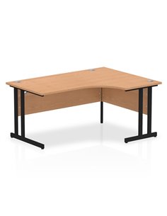 Dynamic Impulse 1600mm Right Crescent Desk Oak Top Black Cantilever Leg MI003300