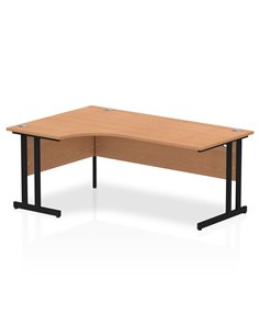 Dynamic Impulse 1800mm Left Crescent Desk Oak Top Black Cantilever Leg MI003302