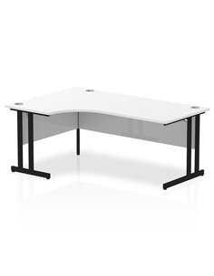 Dynamic Impulse 1800mm Left Crescent Desk White Top Black Cantilever Leg MI003332