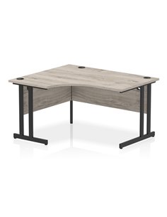Dynamic Impulse 1400mm Left Crescent Desk Grey Oak Top Black Cantilever Leg MI003347
