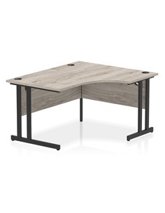 Dynamic Impulse 1400mm Right Crescent Desk Grey Oak Top Black Cantilever Leg MI003351