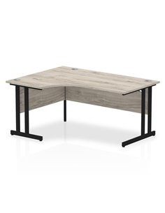 Dynamic Impulse 1600mm Left Crescent Desk Grey Oak Top Black Cantilever Leg MI003353