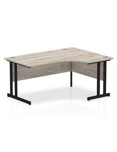 Dynamic Impulse 1600mm Right Crescent Desk Grey Oak Top Black Cantilever Leg MI003360