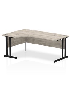 Dynamic Impulse 1800mm Left Crescent Desk Grey Oak Top Black Cantilever Leg MI003362