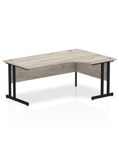 Dynamic Impulse 1800mm Right Crescent Desk Grey Oak Top Black Cantilever Leg MI003369