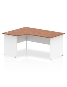 Dynamic Impulse 1600mm Left Crescent Office Desk Walnut Top White Panel End Leg TT000025