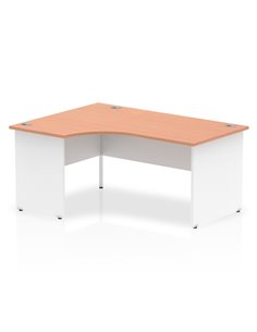 Dynamic Impulse 1600mm Left Crescent Office Desk Beech Top White Panel End Leg TT000027